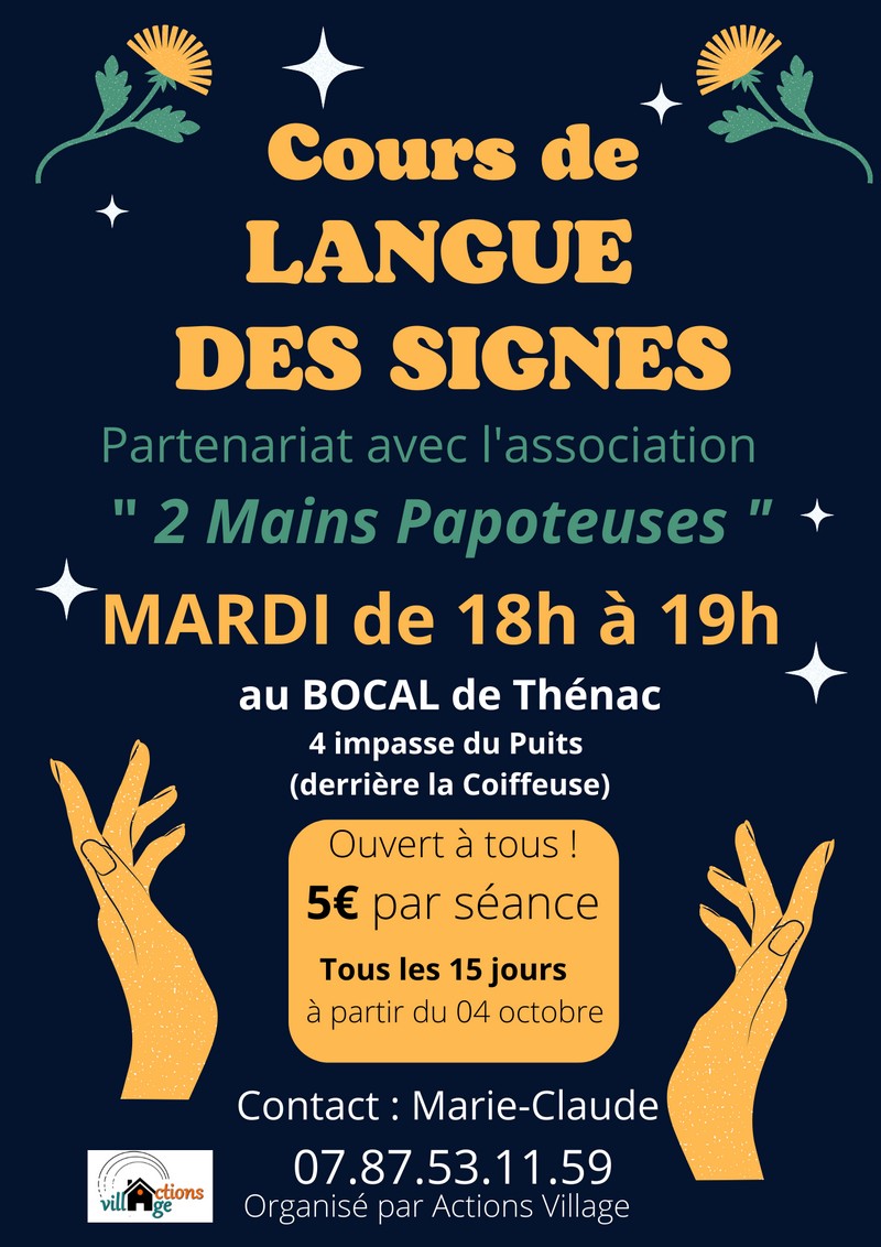 Cours de langue des signes Thénac 17