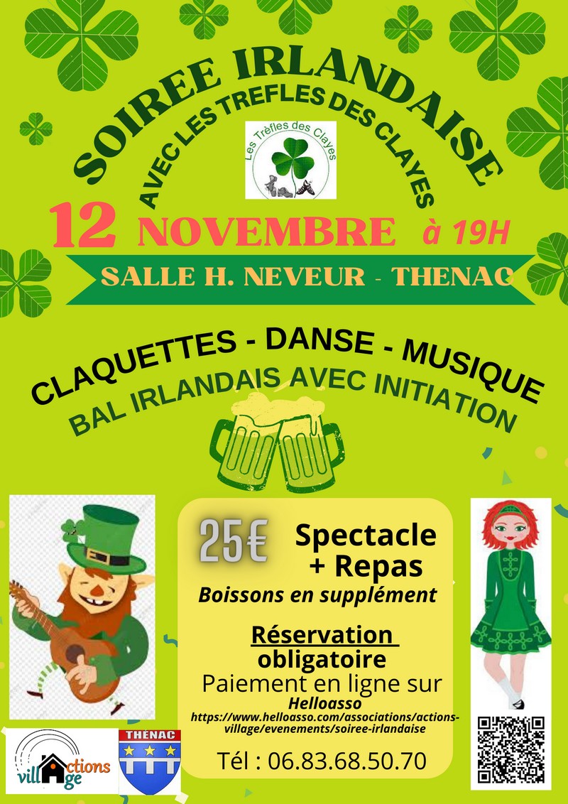 Affiche soirée irlandaise 12 novembre Thénac 17