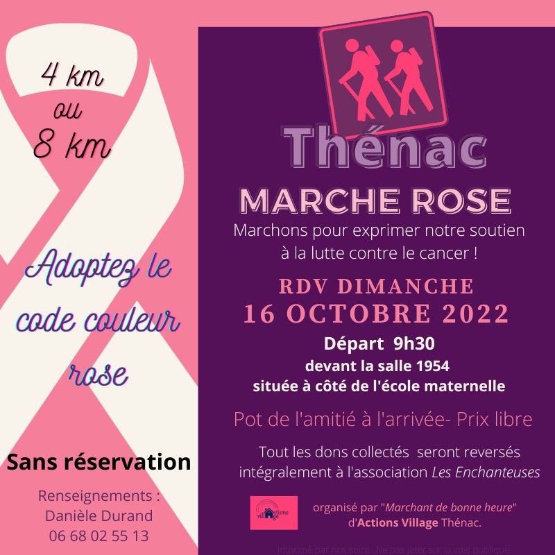 marche rose 16 octobre Thénac 17