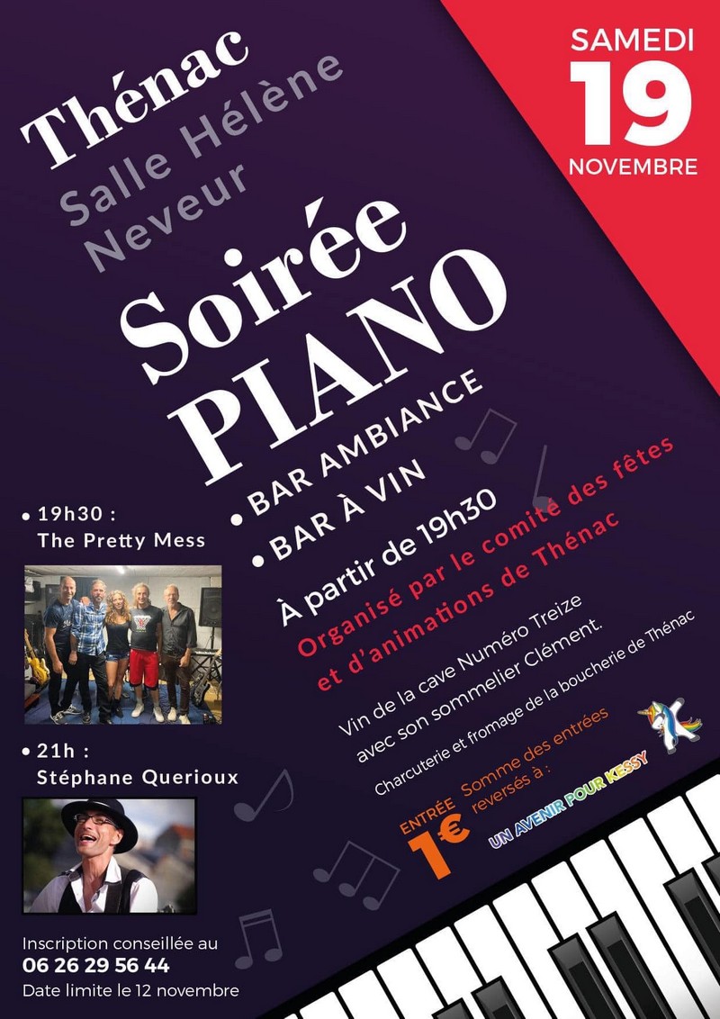 Soirée piano bar 19 novembre Thénac 17