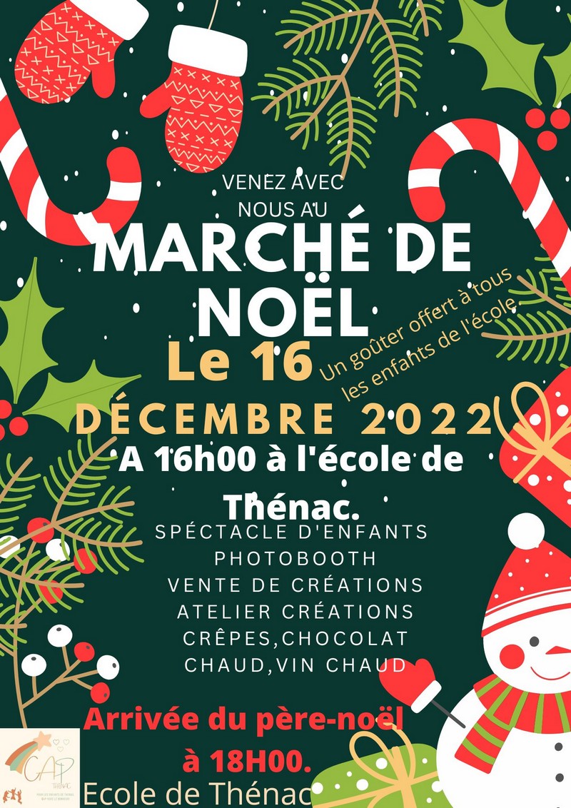 Affiche marché de Noël 16 décembre école de Thénac 17