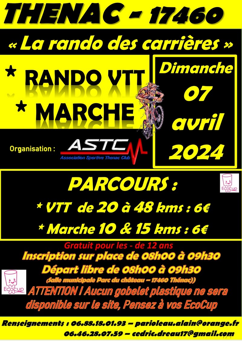 Affiche rando des carrières 7 avril 2024 Thénac 17