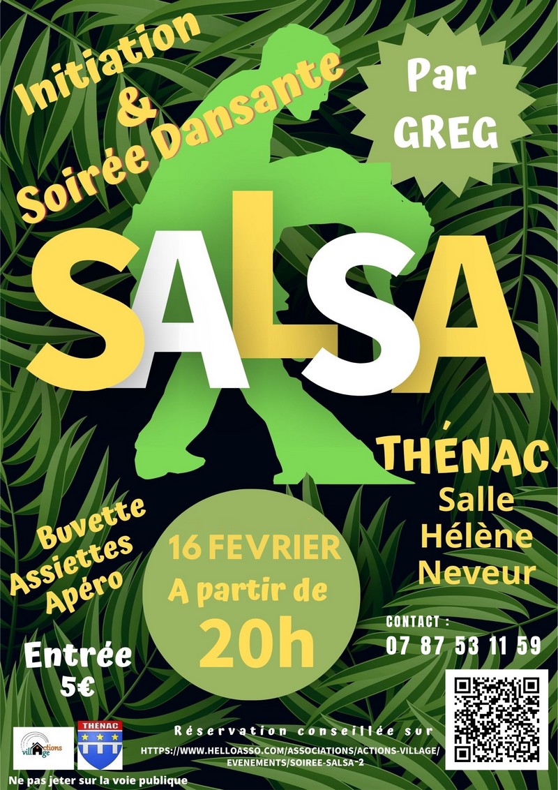 Affiche soirée salsa 16 février Thénac 17