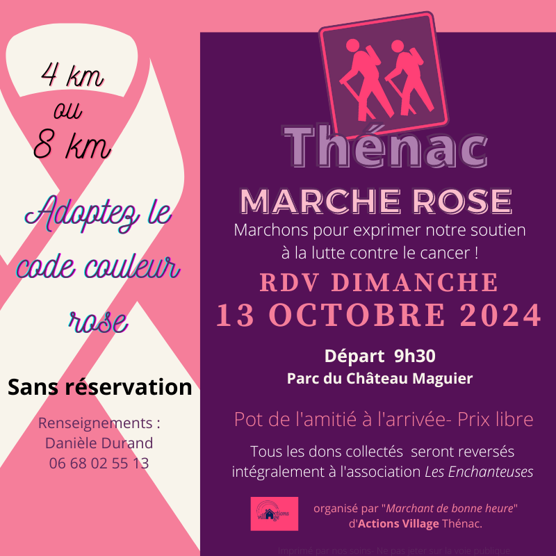 Affiche marche rose 13 octobre Thénac 17